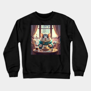 Cute Cozy hamster having coffee in winters Crewneck Sweatshirt